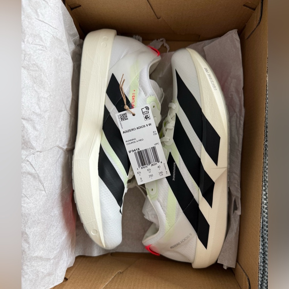 Adidas Adizero 9 US8 White and Black Running Shoes - Picture 2 of 8